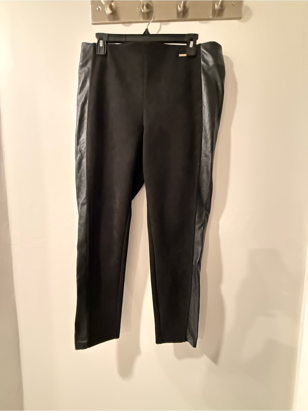 Marc New York Black Jogger Pants with Faux Leather Side Panels